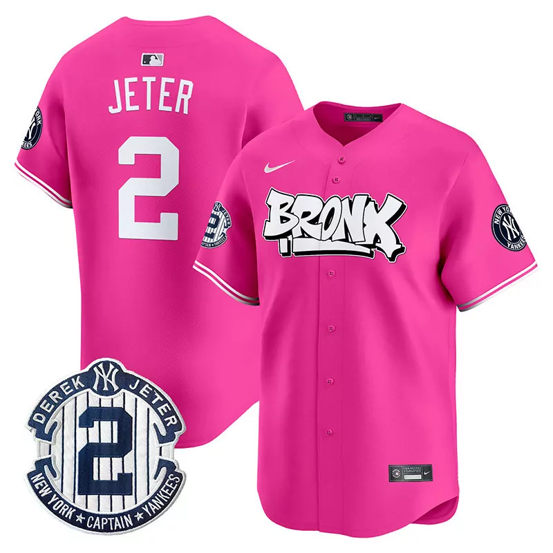 derek jeter pink mens new york yankees the bronx graffiti vapor premier limited jersey v2 all stitched