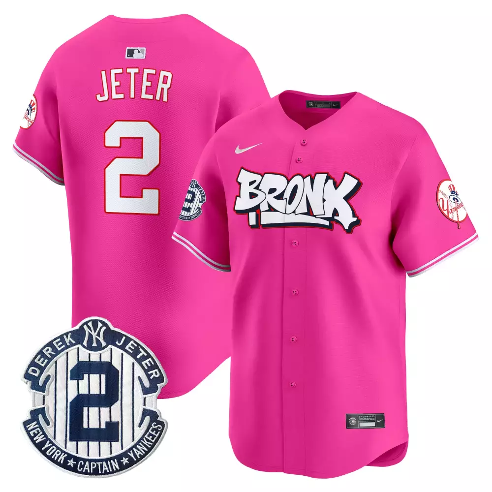 derek jeter pink mens new york yankees the bronx graffiti vapor premier limited jersey v2 all stitched