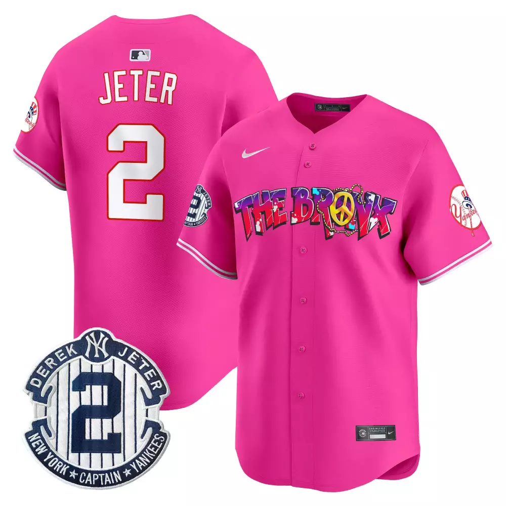 derek jeter pink mens new york yankees the bronx graffiti vapor premier limited jersey v2 all stitched