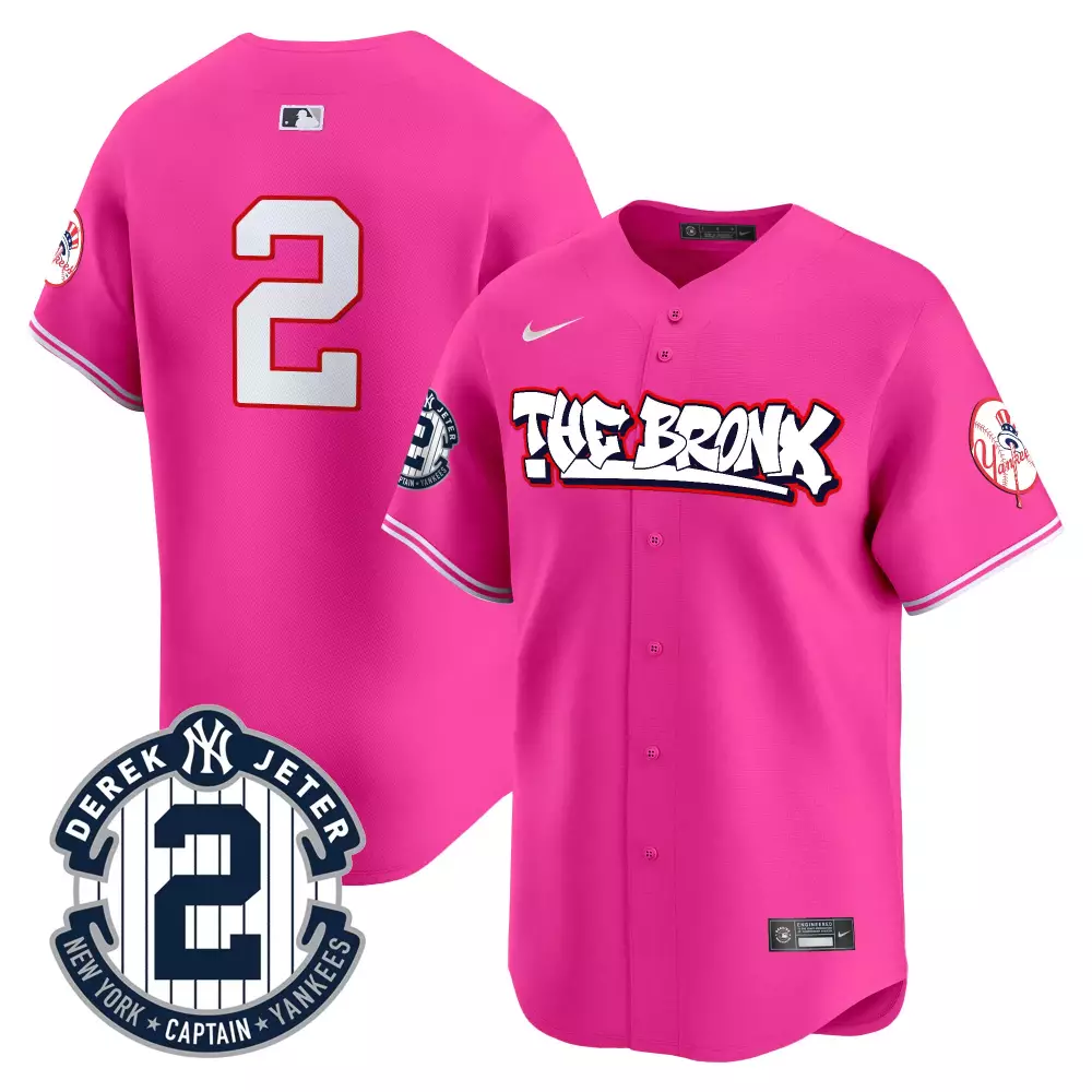 derek jeter pink mens new york yankees the bronx graffiti vapor premier limited jersey v2 all stitched
