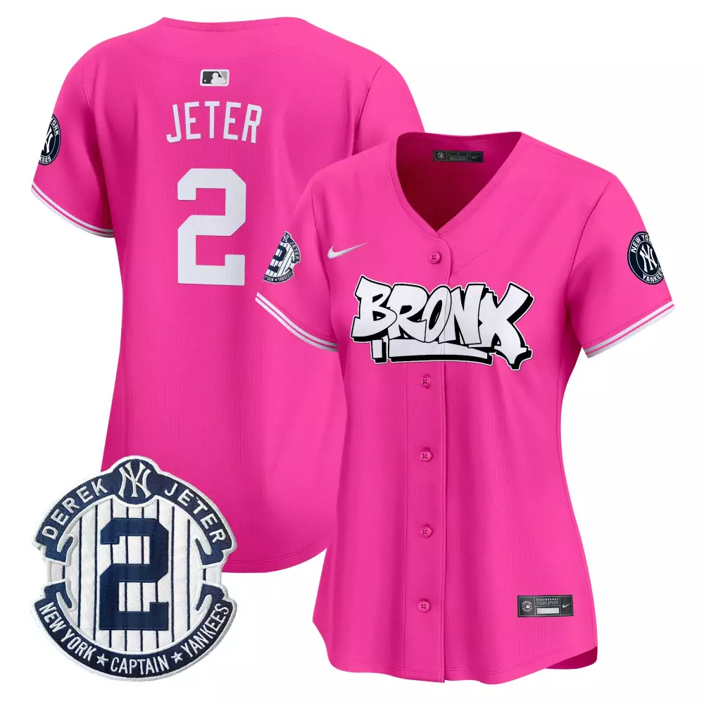 Derek Jeter Pink Women's Bronx Graffiti Jersey V3 | Limited Edition Yankees Fan Gear | For Men, Women & Youth
