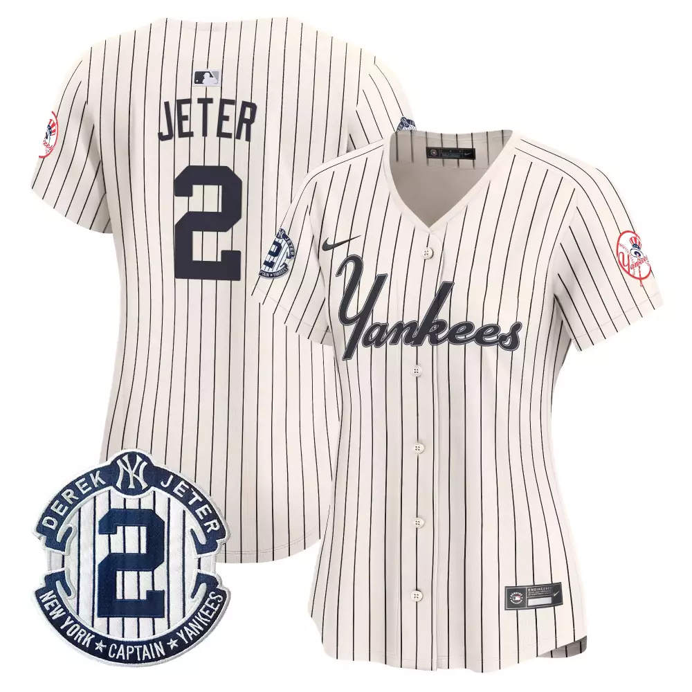 Derek Jeter Pinstripe Cream Men's Throwback Jersey V2 | Limited Edition Yankees Fan Gear | For Men, Women & Youth