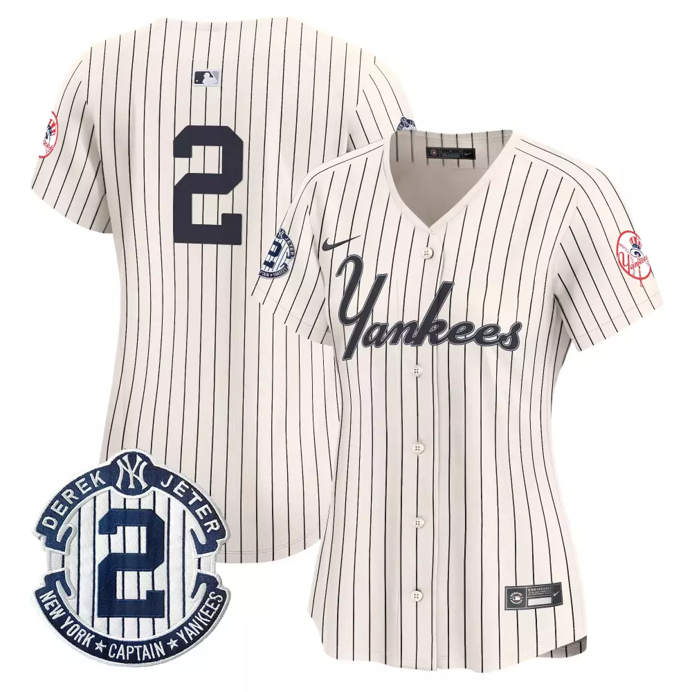 Derek Jeter Pinstripe Cream Men's Throwback Jersey V2 | Limited Edition Yankees Fan Gear | For Men, Women & Youth