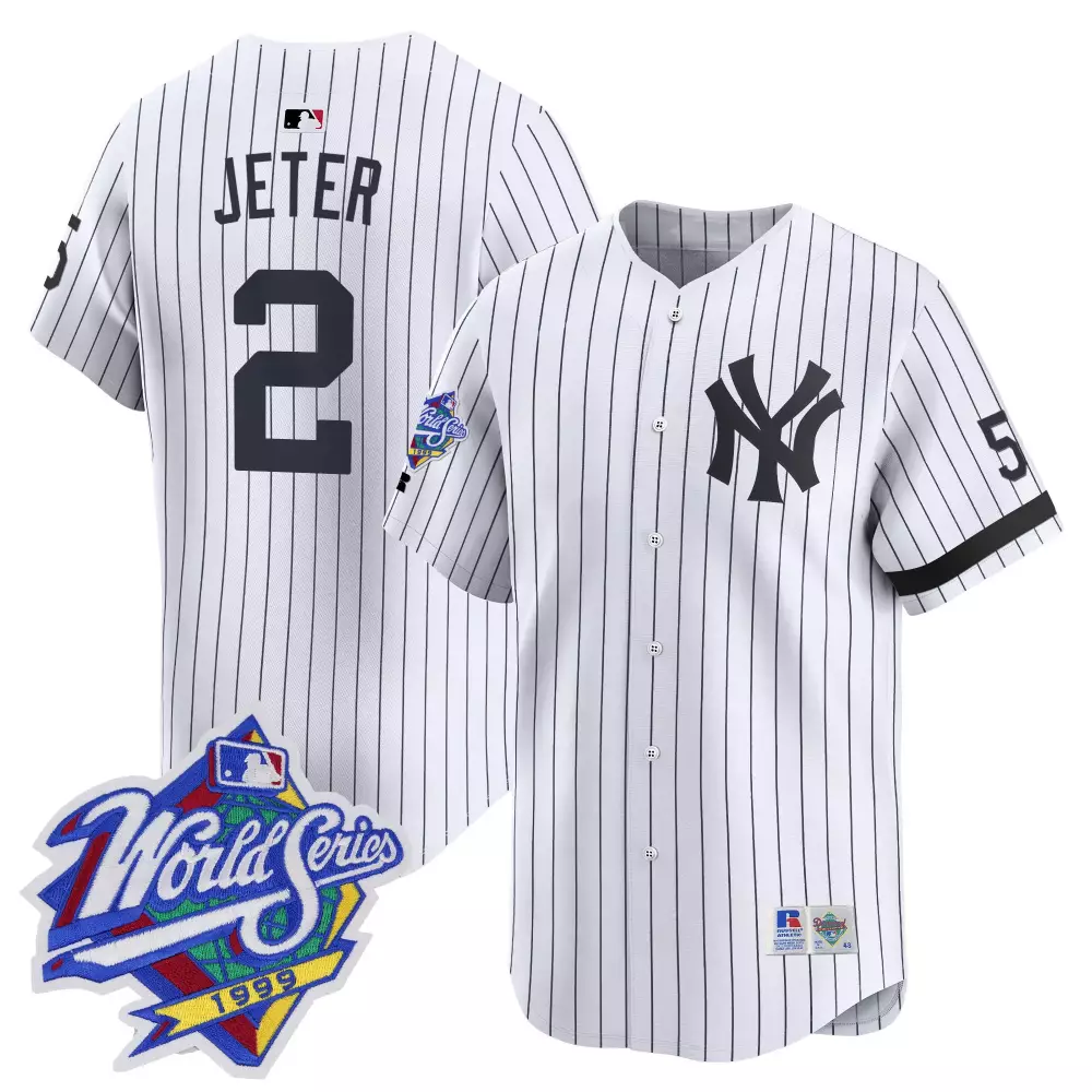 Derek Jeter Pinstripe Cream Men's Throwback Jersey V2 | Limited Edition Yankees Fan Gear | For Men, Women & Youth