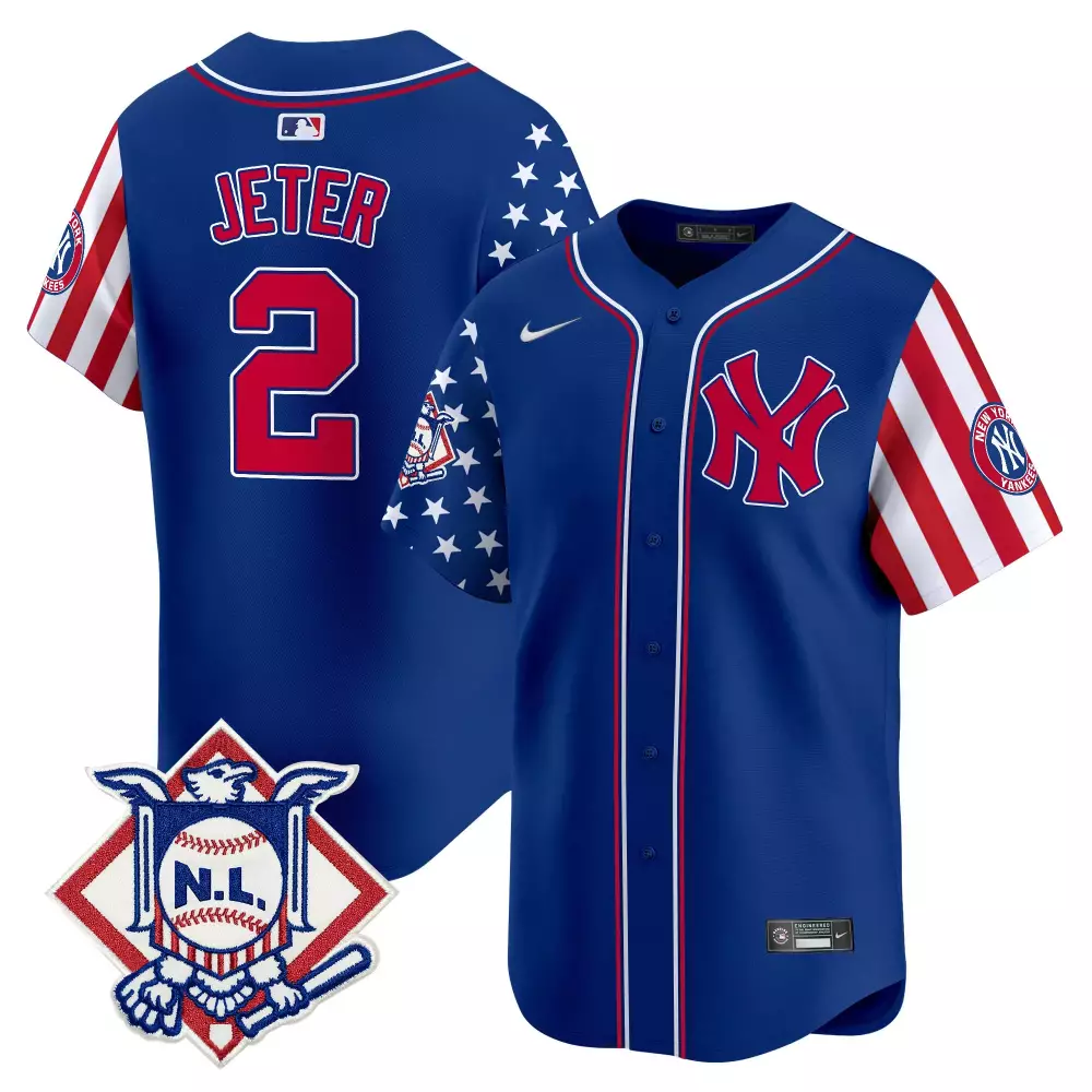 Derek Jeter Women's Red Yankees American Style World Series Jersey | Limited Edition Stitched Fan Gear | For Men, Women & Youth
