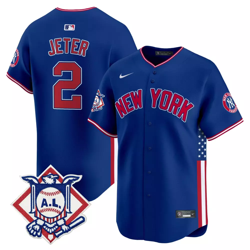 Derek Jeter Yankees 2024 Fourth of July Vapor Premier Jersey | Royal Stitched Limited Edition | Fan Gear for Men, Women & Youth