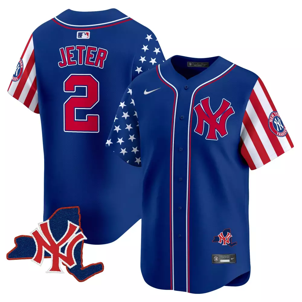 Derek Jeter Yankees 2024 Independence Day Vapor Premier Jersey | Royal Stitched Limited Edition | Fan Gear for Men, Women & Youth
