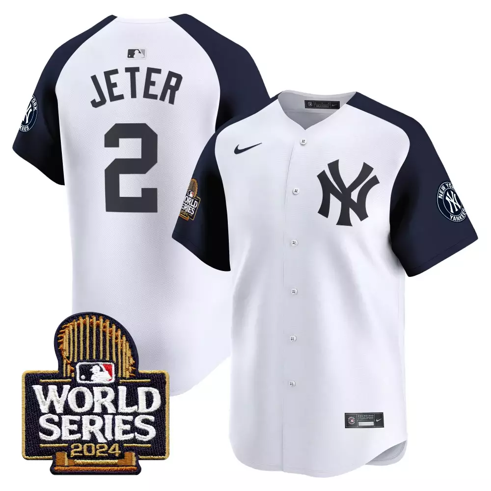 Derek Jeter Yankees 27 Time Champions Patch Vapor Premier Jersey | White Alternate Stitched Limited Edition | Fan Gear for Men, Women & Youth
