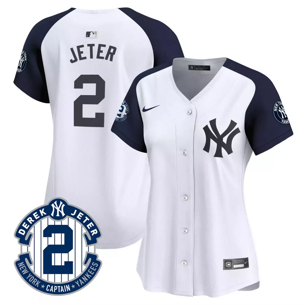 Derek Jeter Yankees Women's White Alternate Jersey | Limited Edition with Jeter Patch | For Men, Women & Youth
