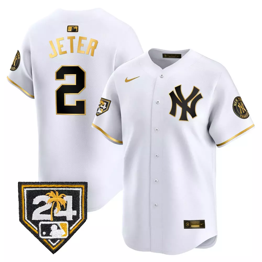Derek Jeter Yankees 2024 Men's White Gold Spring Training Jersey | Limited Edition V2 | For Men, Women & Youth