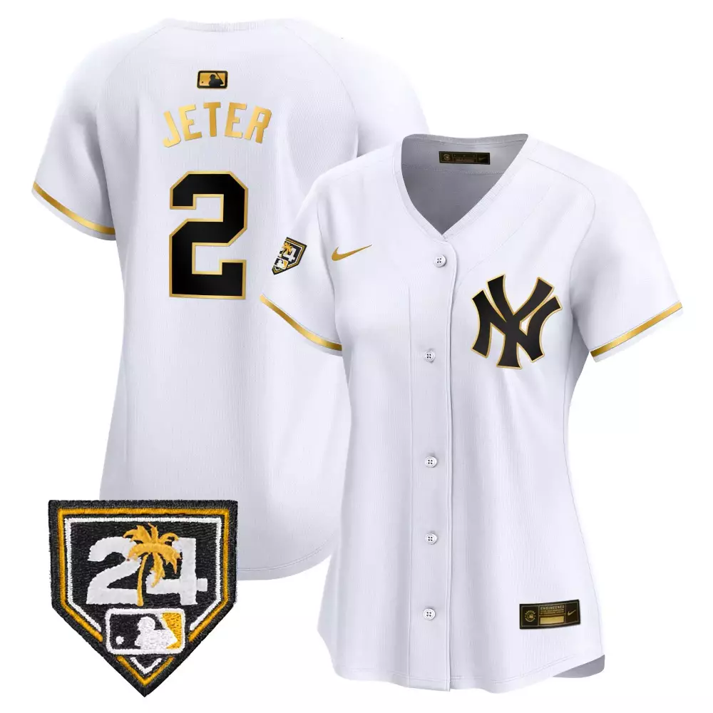 Derek Jeter Yankees 2024 Women's White Gold Spring Training Jersey | Limited Edition Fan Gear | For Men, Women & Youth