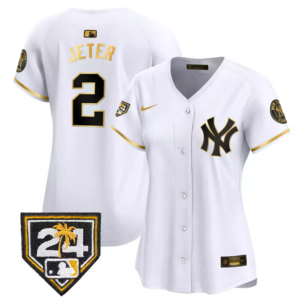 Derek Jeter Yankees 2024 Women's White Gold Spring Training Jersey | Limited Edition Fan Gear | For Men, Women & Youth