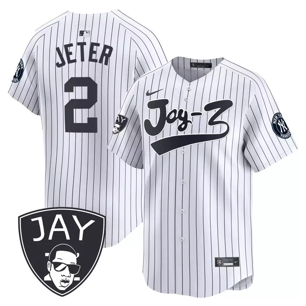 Derek Jeter Yankees Jay-Z Vapor Premier Jersey | White Alternate Stitched Limited Edition | Fan Gear for Men, Women & Youth
