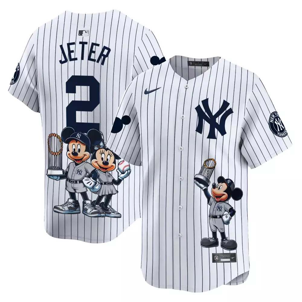 Derek Jeter Yankees Mickey Vapor Premier Limited Jersey | White Printed Unisex Fan Gear | For Men, Women & Youth