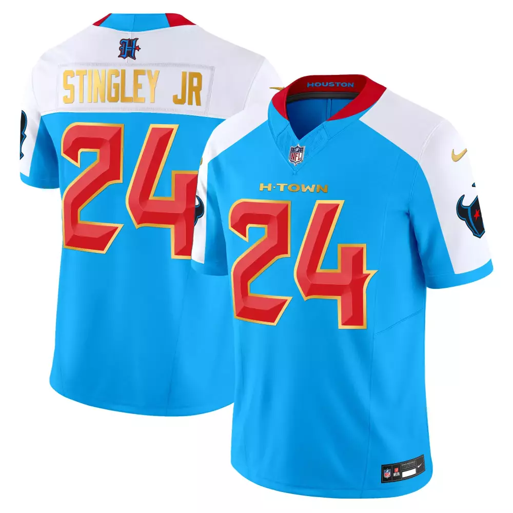 Derek Stingley Jr. 1 Houston Texans Women's White Stitched Jersey | Name Patch 2023 | Fashion Fan Gear | For Women