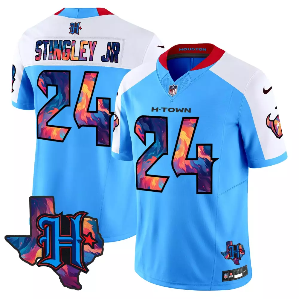 Derek Stingley Jr. 1 Houston Texans Women's White Stitched Jersey | Name Patch 2023 | Fashion Fan Gear | For Women