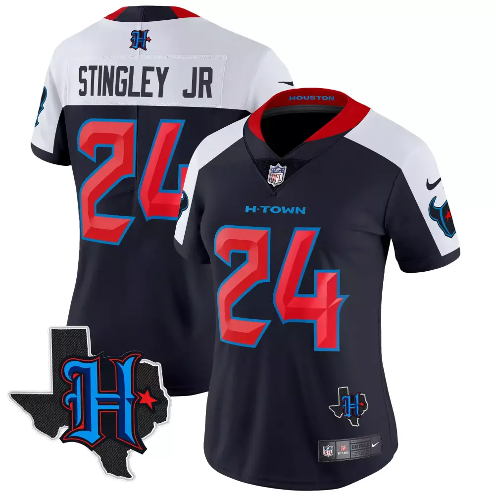 Derek Stingley Jr. Navy Alternate Women's Houston Texans 2024 Texas Patch Vapor Limited Jersey V2 | Stitched Fan Gear | For Women & Youth
