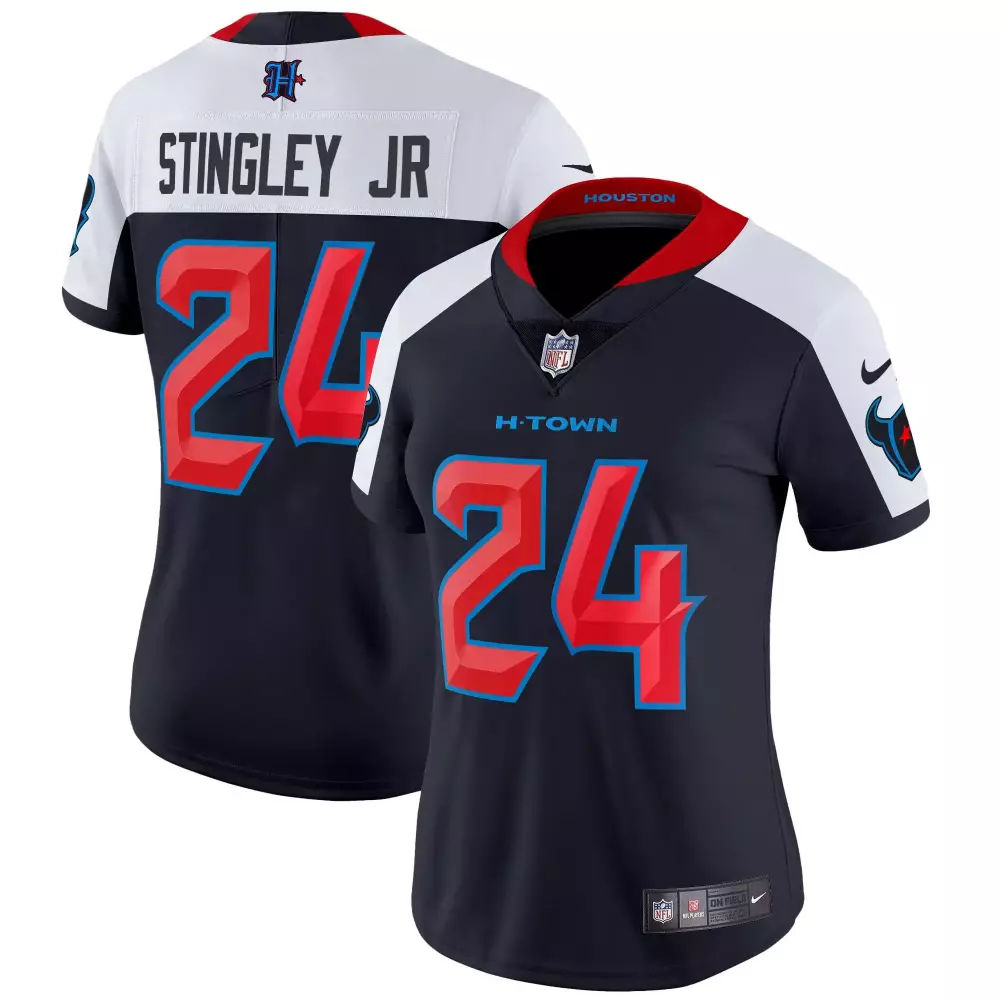 Derek Stingley Jr. Navy Alternate Women's Houston Texans 2024 Texas Patch Vapor Limited Jersey V2 | Stitched Fan Gear | For Women & Youth