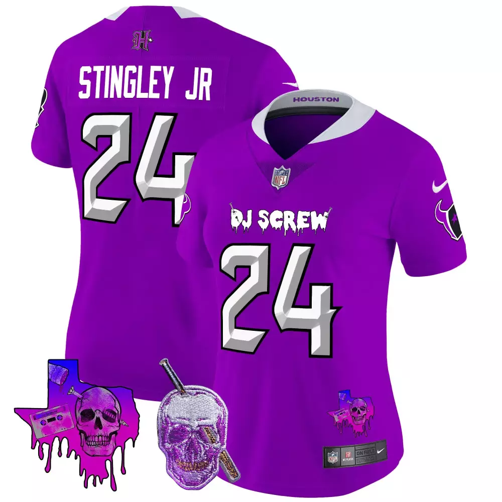 Derek Stingley Jr. Purple Women's Texans DJ Screw Vapor Limited Jersey | Stitched Fan Gear | For Men, Women & Youth