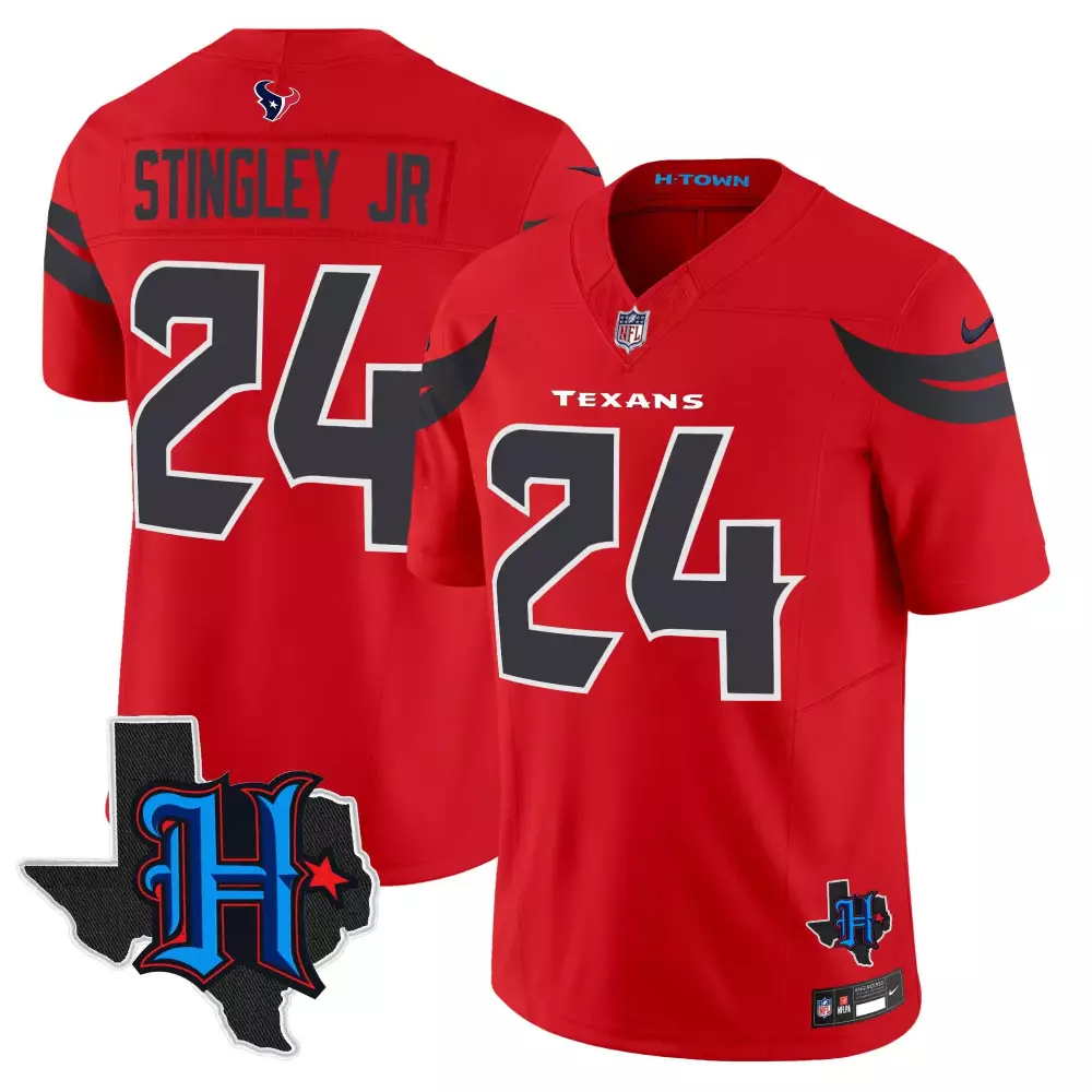 Derek Stingley Jr. Red Men's Texans 2024 Texas Patch Vapor Limited Jersey V2 | Stitched Fan Gear | For Men, Women & Youth