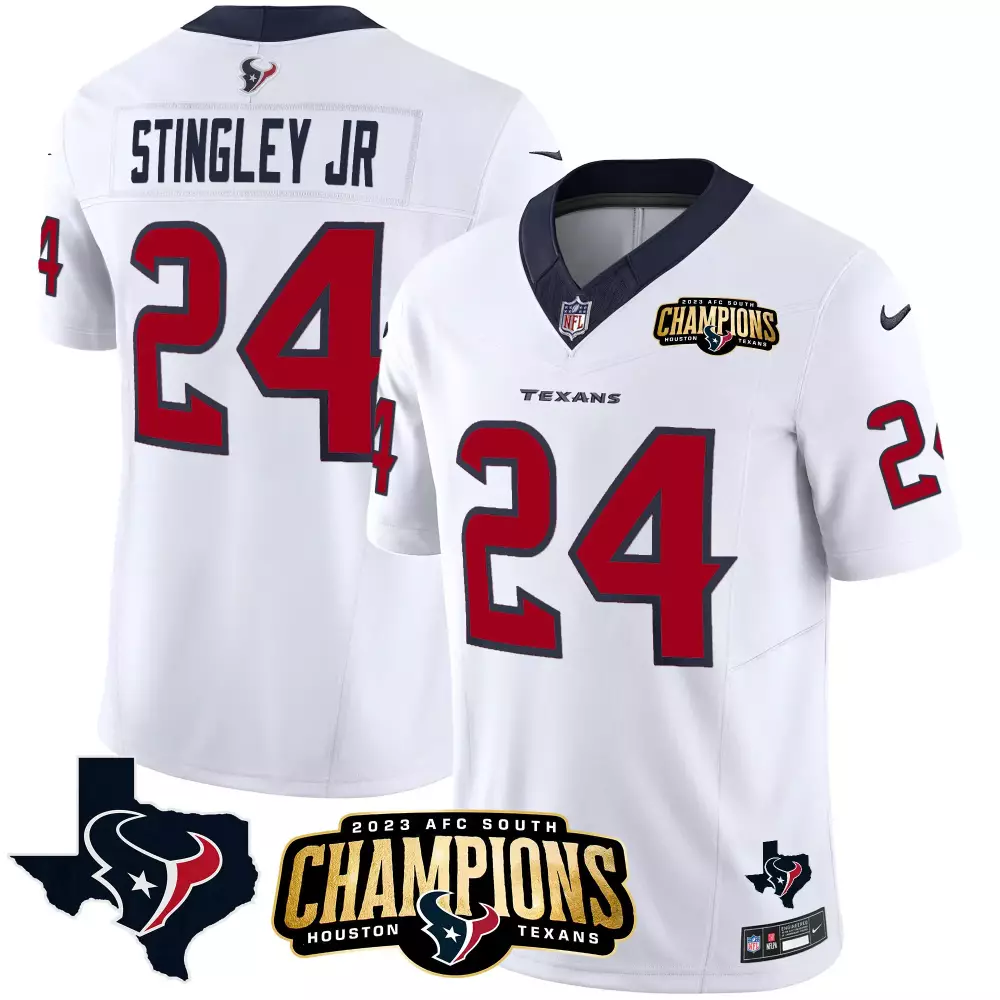derek stingley jr white limited womens houston texans 2024 texas patch vapor limited jersey v2 all stitched