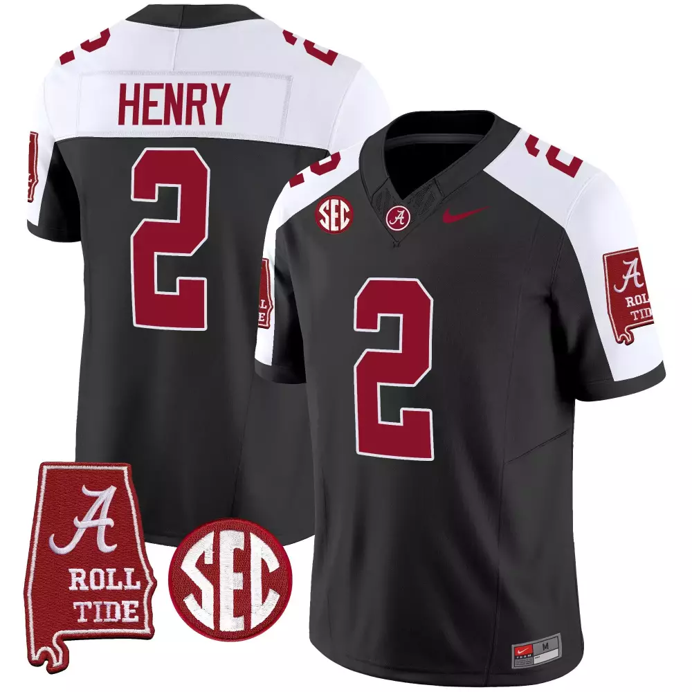 derrick henry black alternate mens alabama crimson tide nick saban 7x champions patch gold trim jersey all stitched