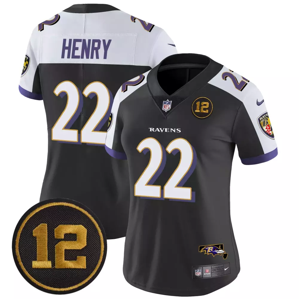 Derrick Henry Black Alternate Ravens Women's Jersey | Jacoby Jones Patch | Vapor Limited Edition for Men, Women & Youth