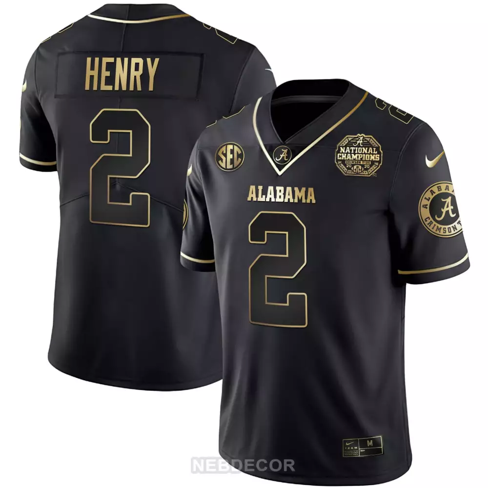 derrick henry black gold mens alabama crimson tide national champions patch white gold black gold jersey all stitched