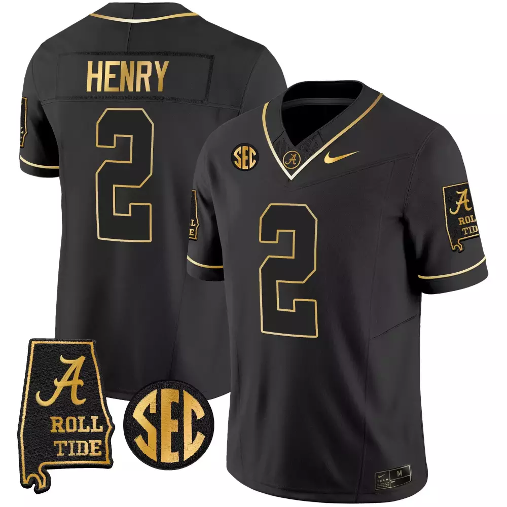 derrick henry black gold mens alabama crimson tide national champions patch white gold black gold jersey all stitched