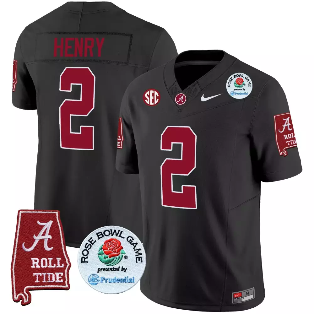 derrick henry black mens alabama crimson tide rose bowl patch vapor jersey all stitched