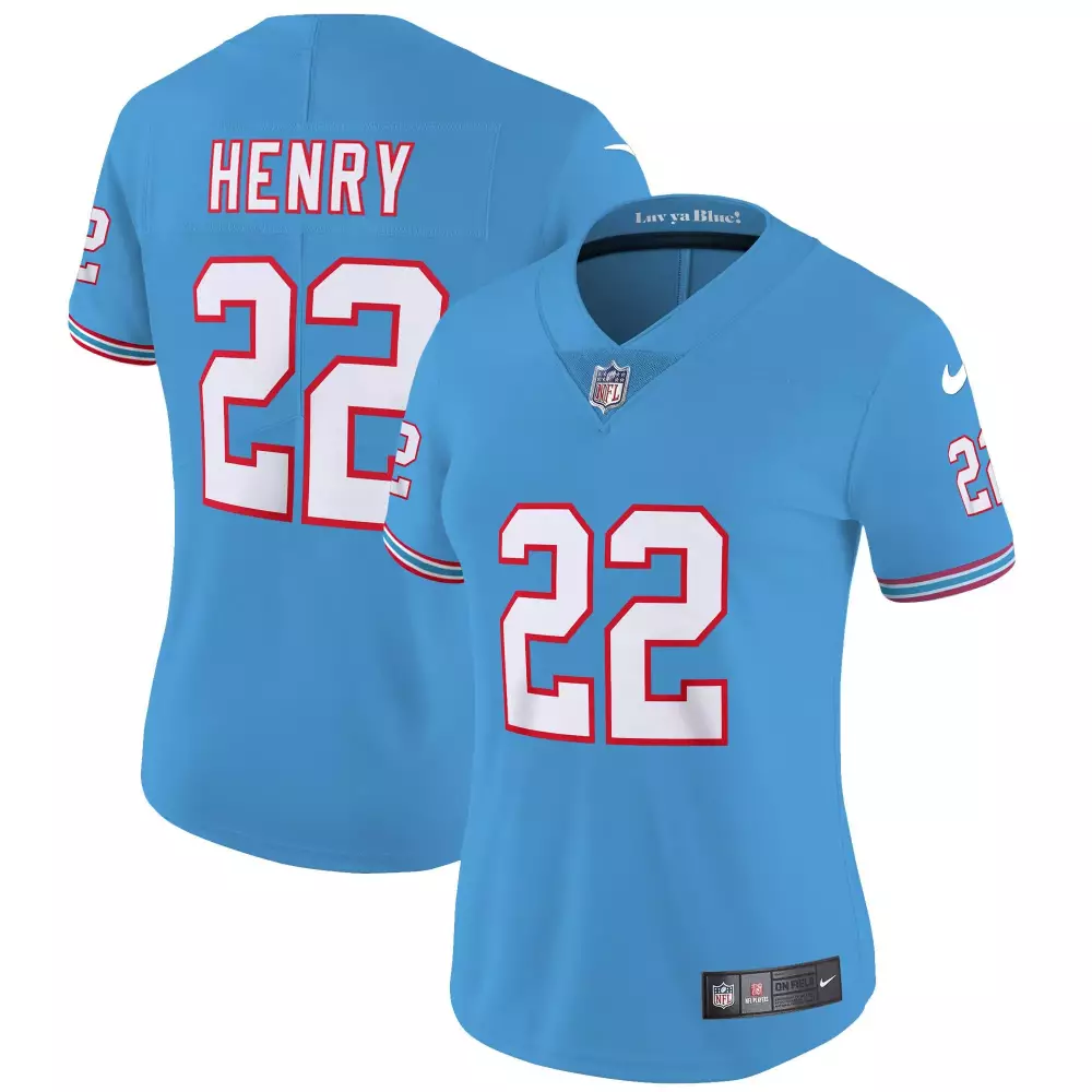 derrick henry light blue womens tennessee titans throwback limited vapor jersey all stitched
