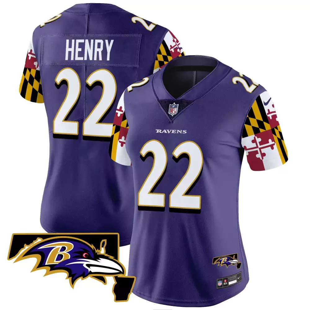 derrick henry purple womens baltimore ravens maryland flag vapor limited jersey v2 all stitched