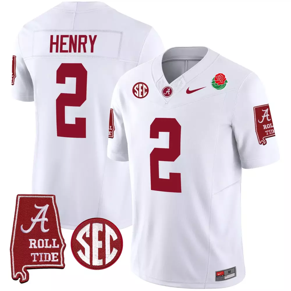 derrick henry white mens alabama crimson tide rose bowl patch vapor jersey all stitched