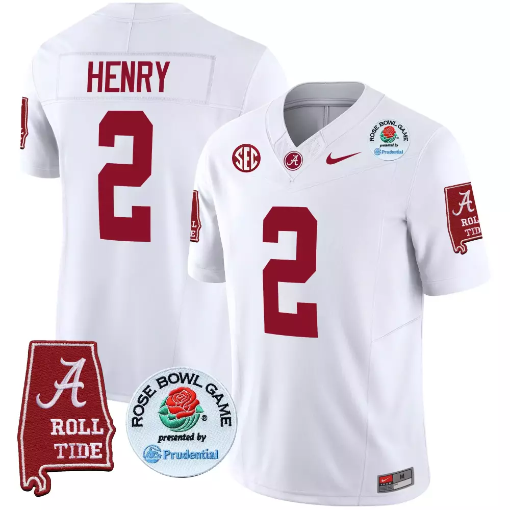 derrick henry white mens alabama crimson tide rose bowl patch vapor jersey all stitched