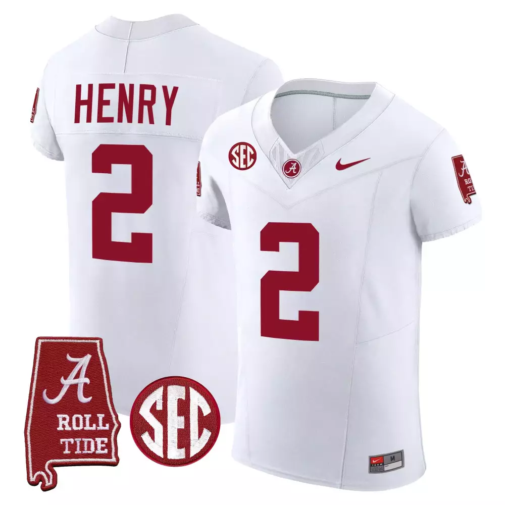 derrick henry white mens alabama crimson tide rose bowl patch vapor jersey all stitched