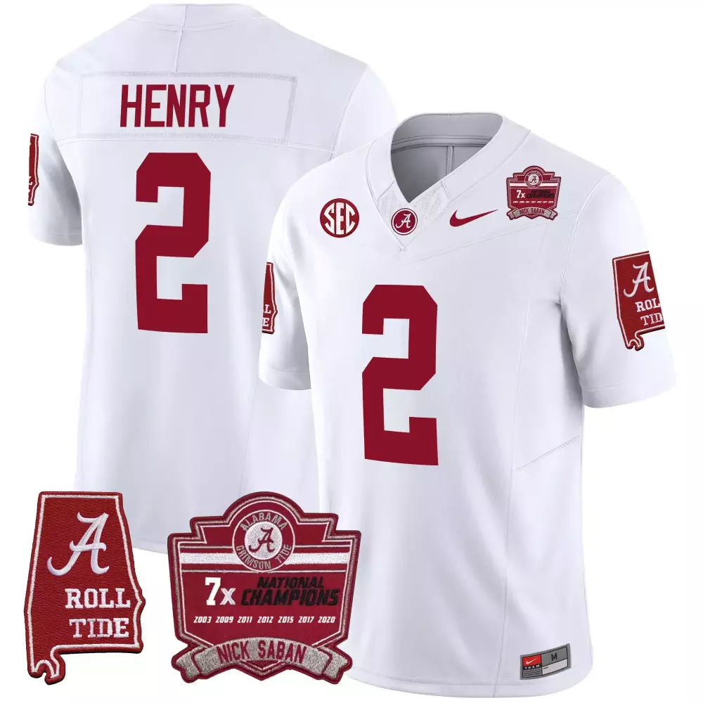 derrick henry white youths alabama crimson tide nick saban 7x champions patch vapor jersey all stitched