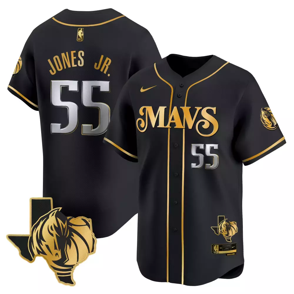 derrick jones jr black gold mens dallas mavericks 2024 finals texas patch swingman jersey all stitched