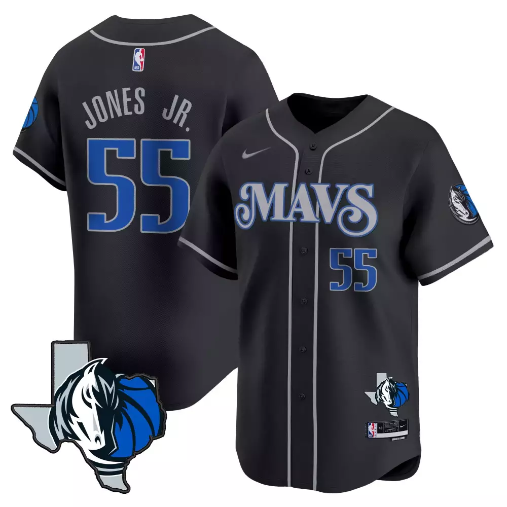 derrick jones jr black mens dallas mavericks 2024 finals texas patch baseball jersey all stitched