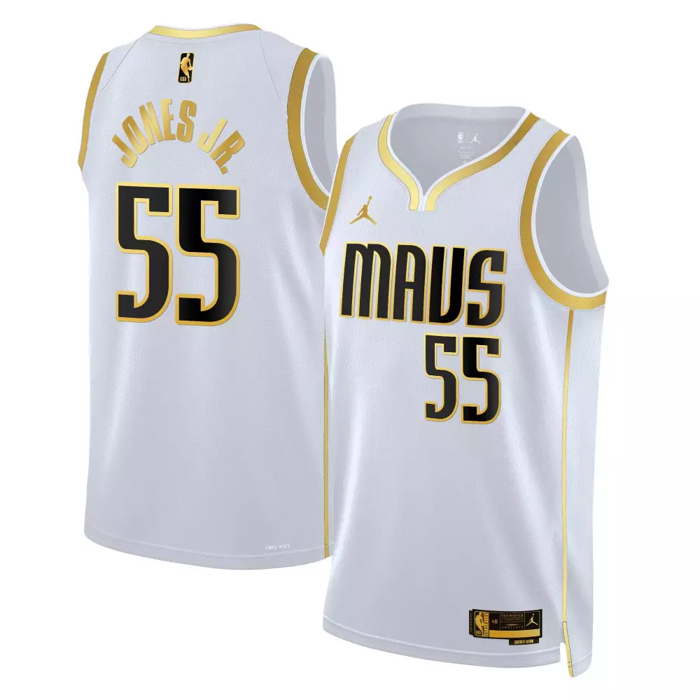 derrick jones jr white gold mens dallas mavericks 2024 finals texas patch baseball jersey all stitched