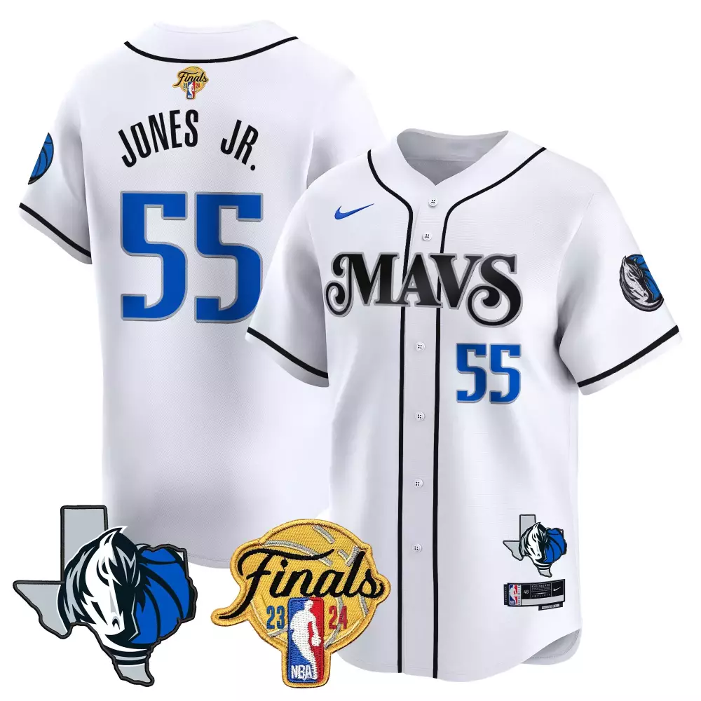 derrick jones jr white gold mens dallas mavericks texas patch baseball jersey all stitched