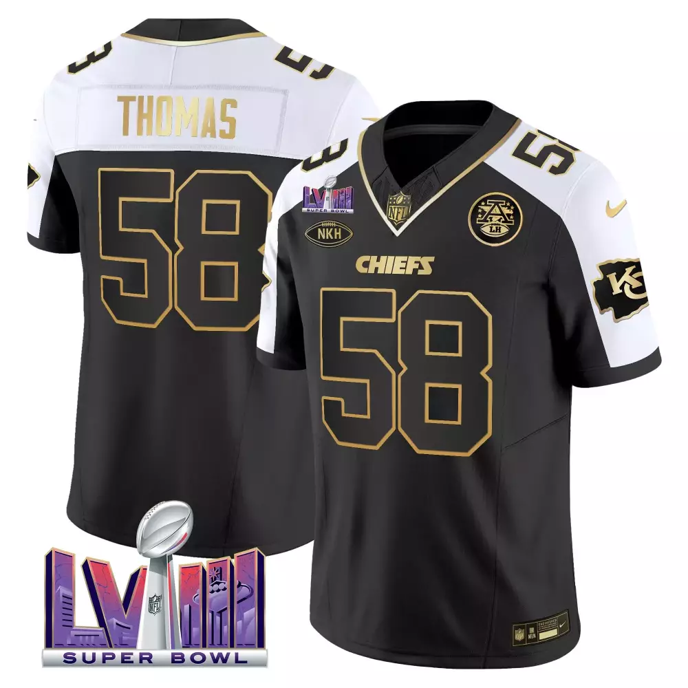derrick thomas alternate mens kansas city chiefs super bowl lviii gold patch vapor jersey v4 all stitched