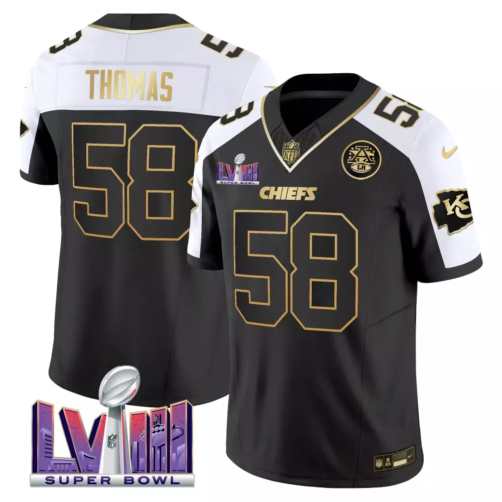 derrick thomas alternate mens kansas city chiefs super bowl lviii gold patch vapor jersey v4 all stitched
