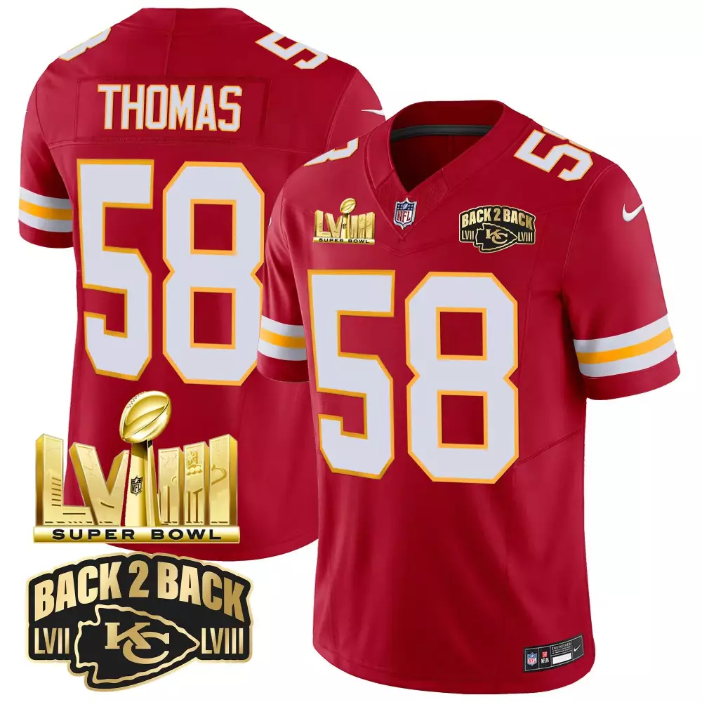 derrick thomas red mens kansas city chiefs super bowl lvii gold vapor limited jersey all stitched