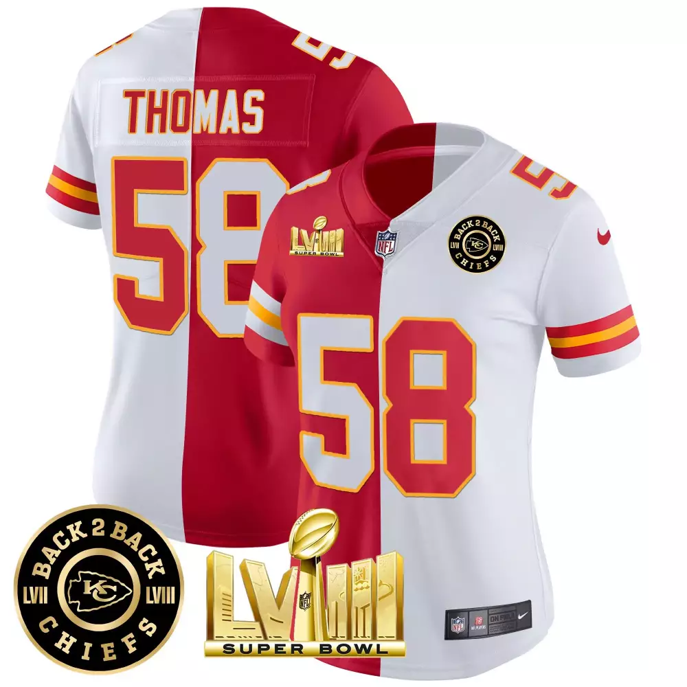 derrick thomas split womens kansas city chiefs super bowl lviii back 2 back patch vapor jersey v4 all stitched