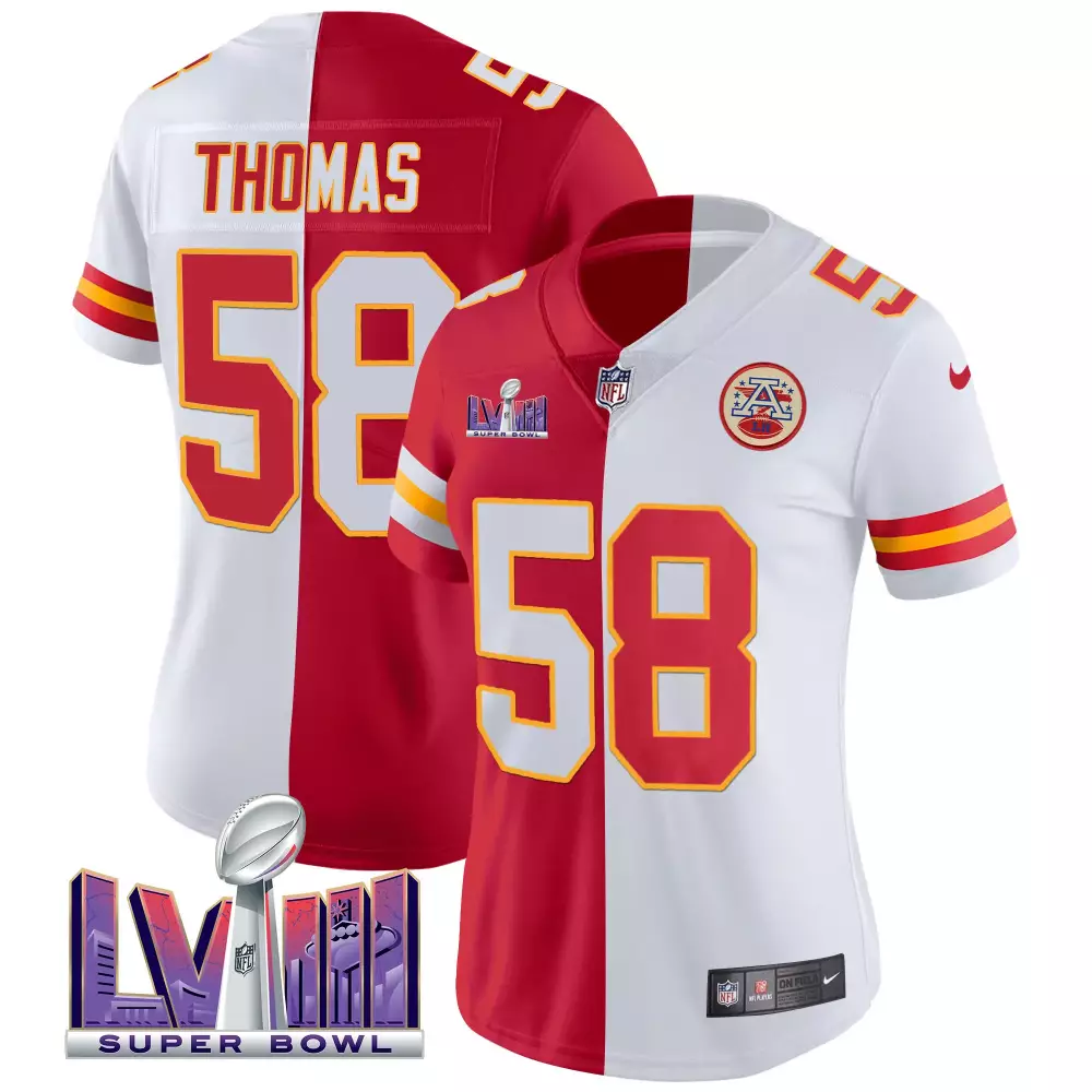 derrick thomas split womens kansas city chiefs super bowl lviii back 2 back patch vapor jersey v4 all stitched