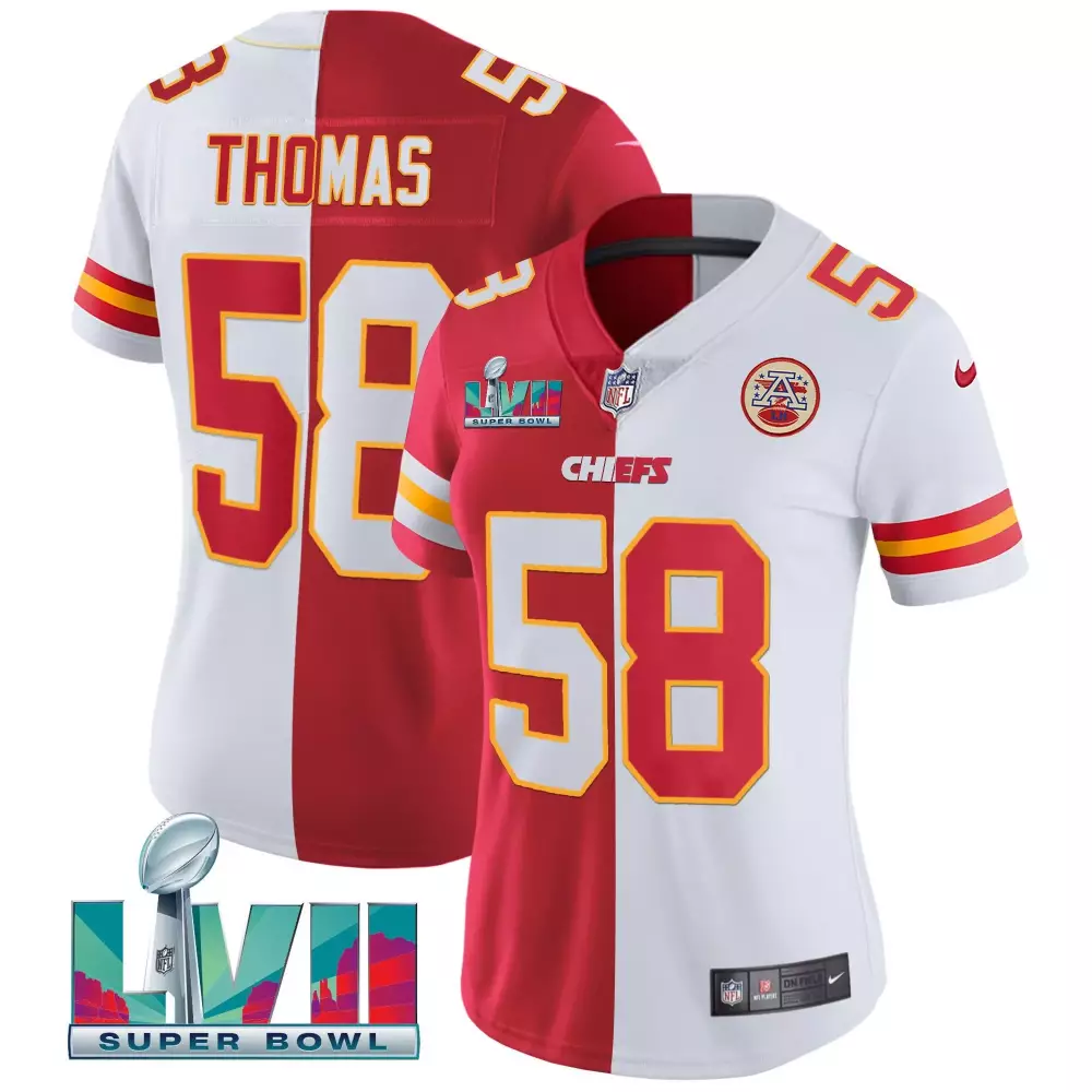 derrick thomas split womens kansas city chiefs super bowl lviii back 2 back patch vapor jersey v4 all stitched
