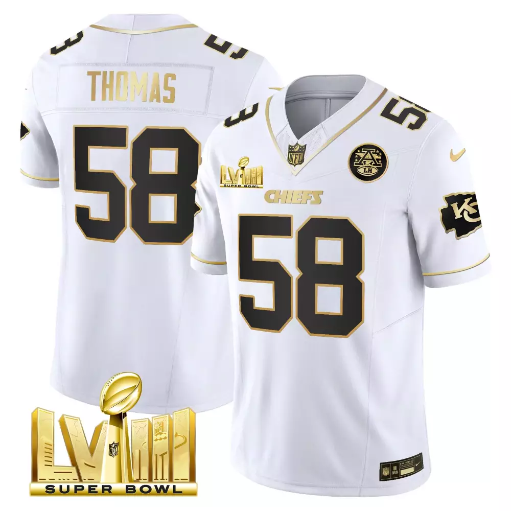 derrick thomas white gold mens kansas city chiefs super bowl lviii back 2 back gold patch vapor jersey v5 all stitched