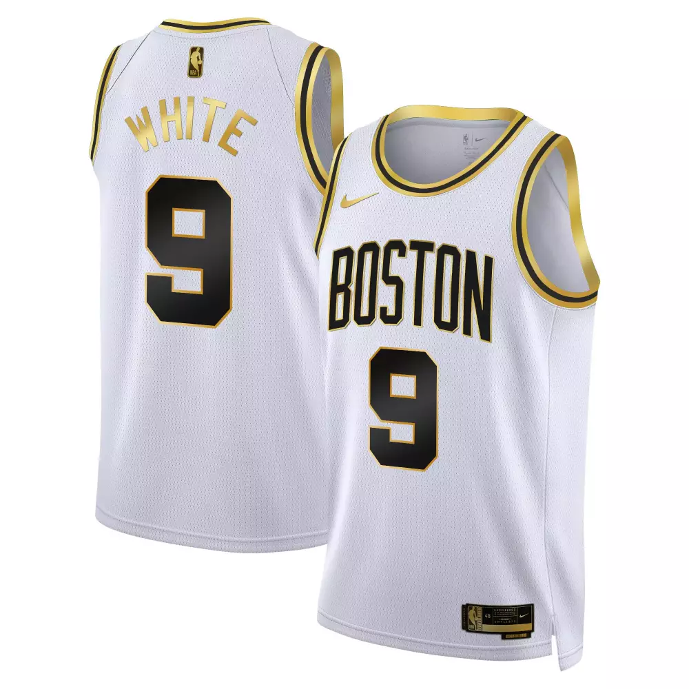 derrick white white gold mens boston celtics 2024 finals patch swingman jersey v2 all stitched