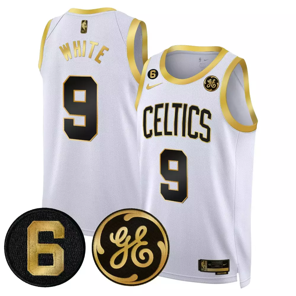 derrick white white gold mens boston celtics 2024 finals patch swingman jersey v2 all stitched
