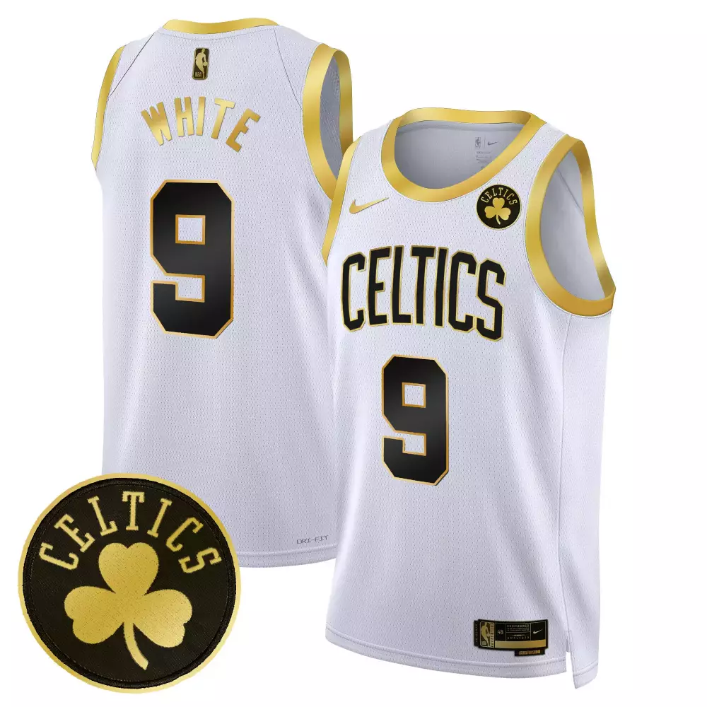 derrick white white gold mens boston celtics 2024 finals patch swingman jersey v2 all stitched